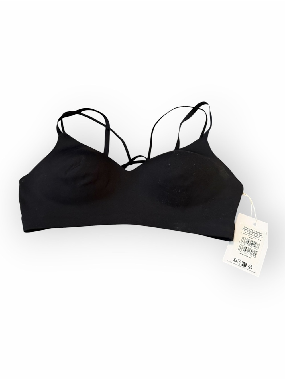 Gymshark Strappy Back Light Support Sports Bra Black Size M NWT